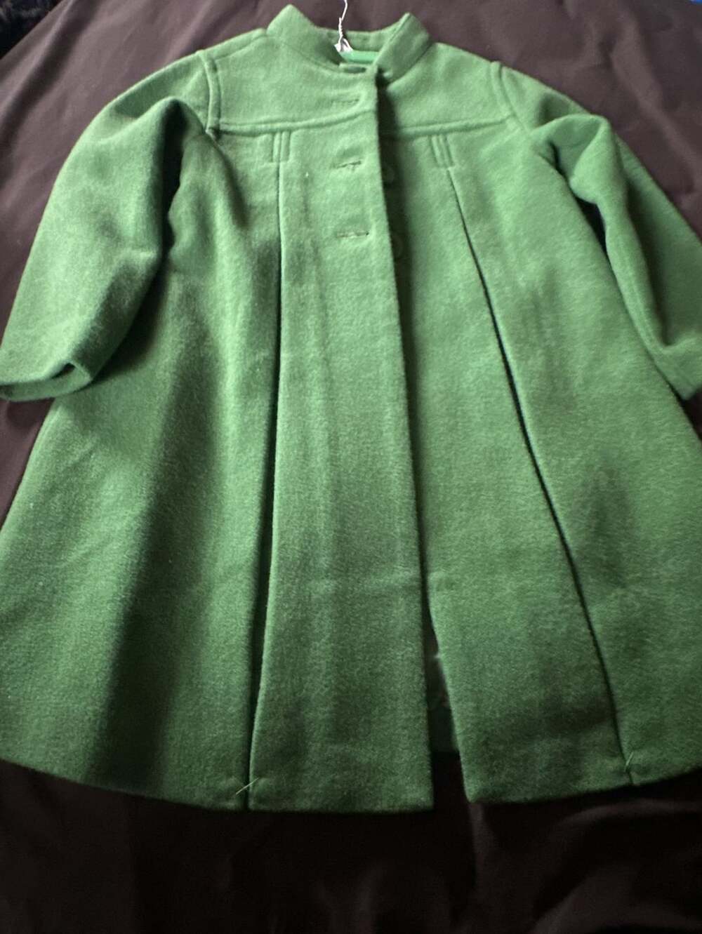 Janie and Jack Green Wool Blend Pleated Swing Coat